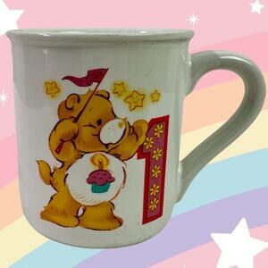 Care Bears VTG 1985 Stoneware Baby 1st Birthday Cup Small Mug Cheer Bear Child